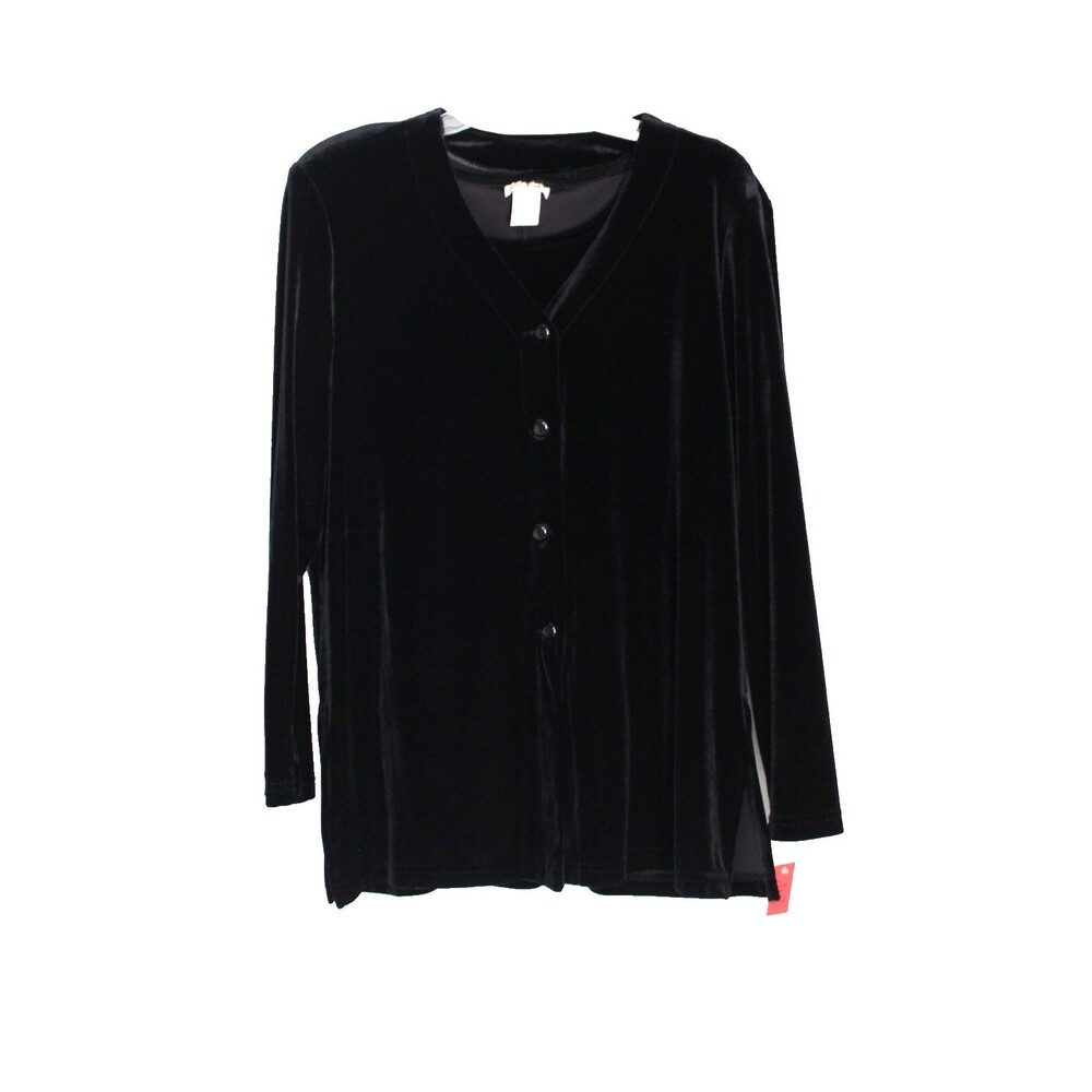 Vintage Cynthia Taylor  Twin Set Black Velvet Tank and Long Shirt Size L NWT